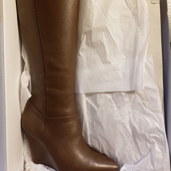 Leather Brown Wedge Boots - Picture 3 of 3